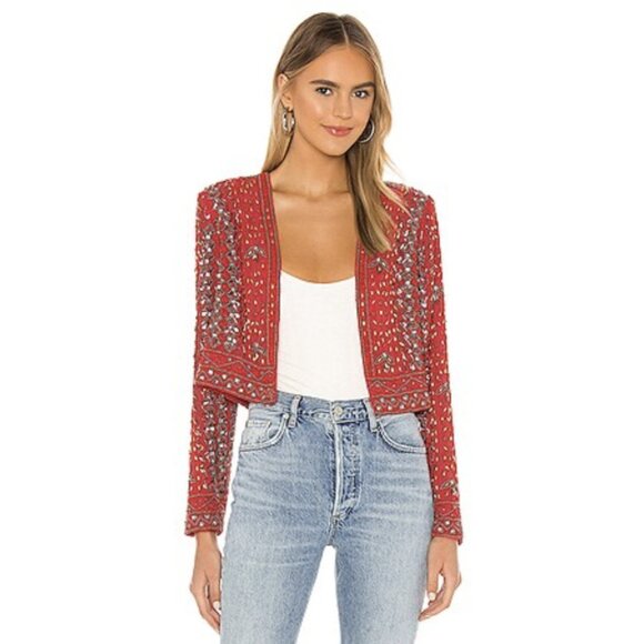 House of Harlow Red Beaded Jacket - Picture 1 of 5